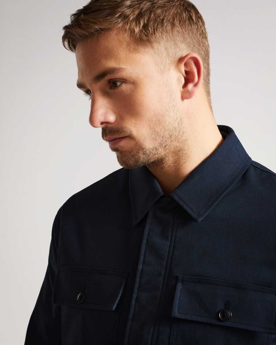 Ted Baker Roster Cavalry Twill Wadded Jacket Dark Navy | 31298-DRUL