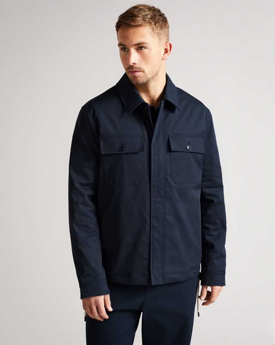 Ted Baker Roster Cavalry Twill Wadded Jacket Dark Navy | 31298-DRUL