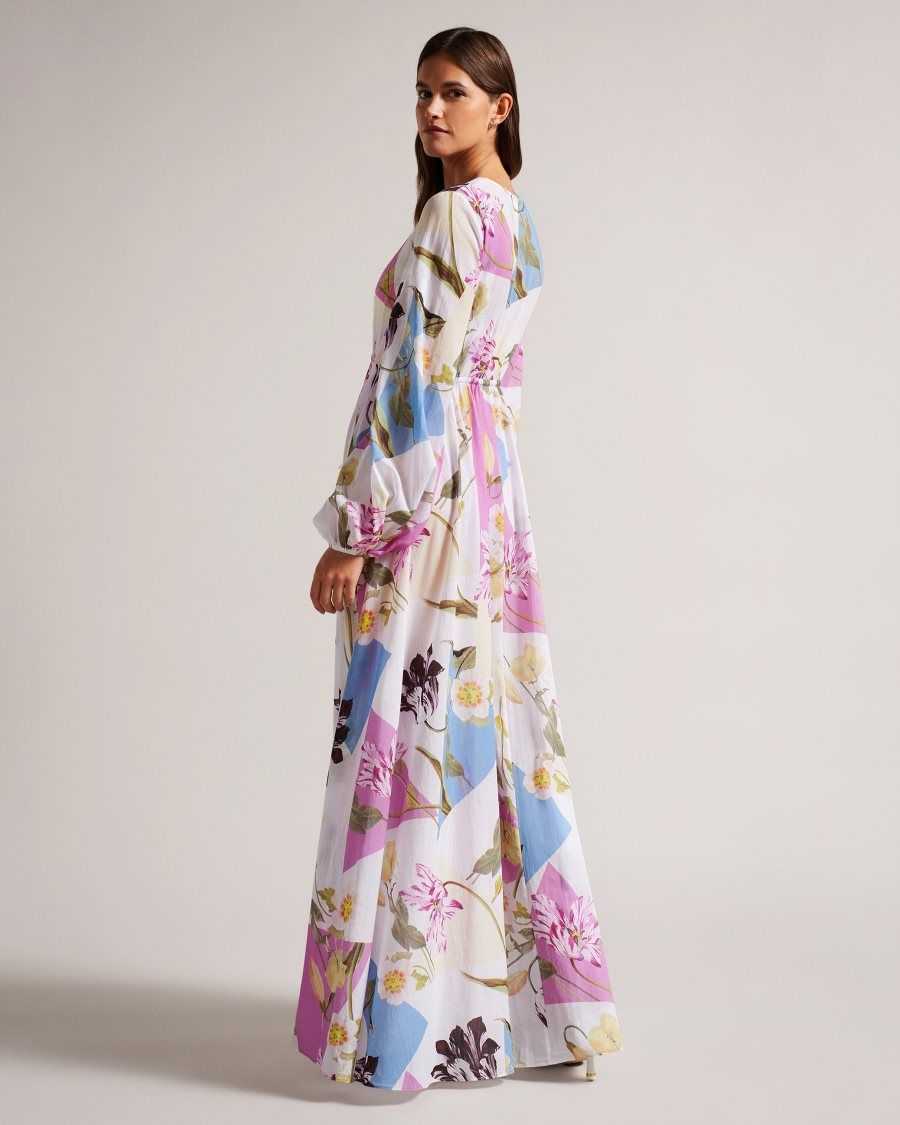 Ted Baker Rozlyn Floaty Floral Maxi Cover Up White | 30195-UXZK