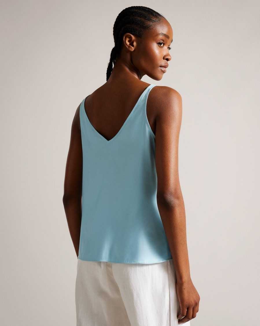 Ted Baker Rubiez Double Layer Effect Cami Sky Blue | 80793-TKMQ