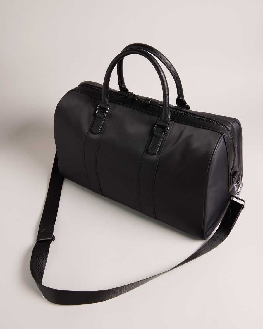 Ted Baker Rucks Core Twill PU Striped Holdall Black | 30954-GJEL