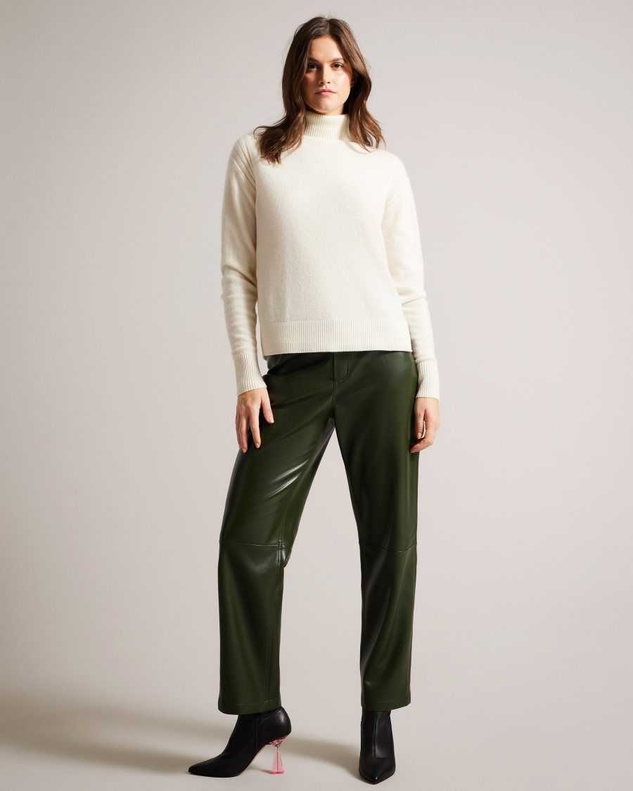 Ted Baker Ruthell Organic Cashmere Roll Neck Jumper Ivory | 96201-SOXB