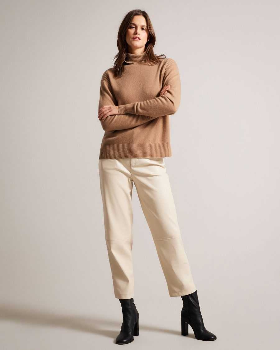 Ted Baker Ruthell Organic Cashmere Roll Neck Jumper Camel | 52063-WEAN