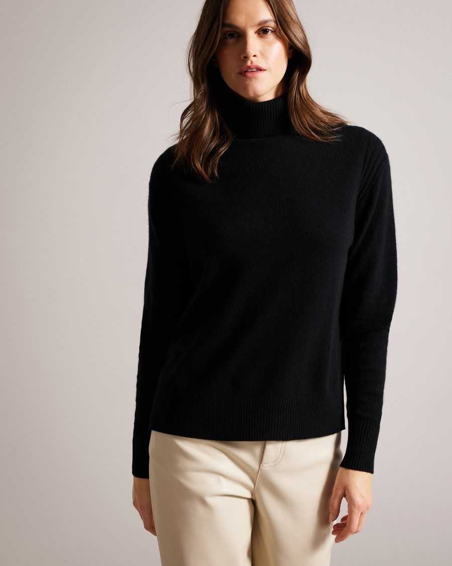 Ted Baker Ruthell Organic Cashmere Roll Neck Jumper Black | 97638-TPXJ