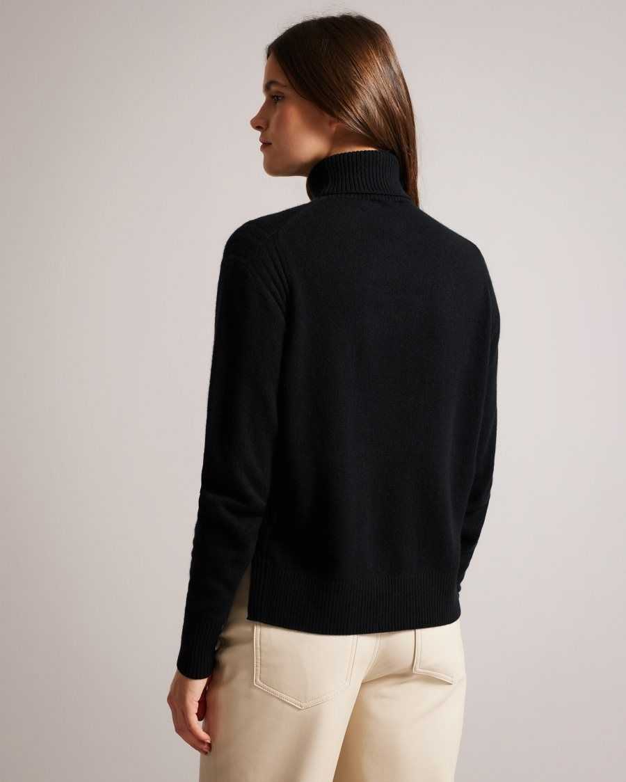 Ted Baker Ruthell Organic Cashmere Roll Neck Jumper Black | 97638-TPXJ