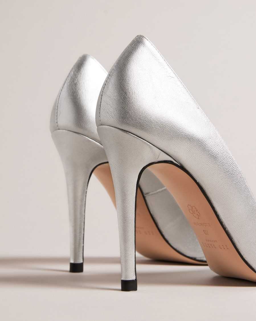 Ted Baker Ryal Metallic Court Shoes Silver | 19258-RXVT