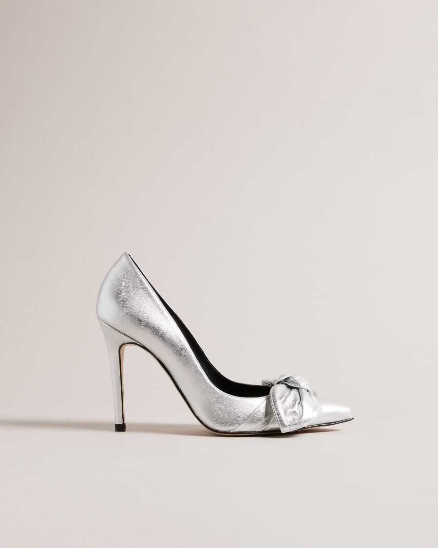 Ted Baker Ryal Metallic Court Shoes Silver | 19258-RXVT