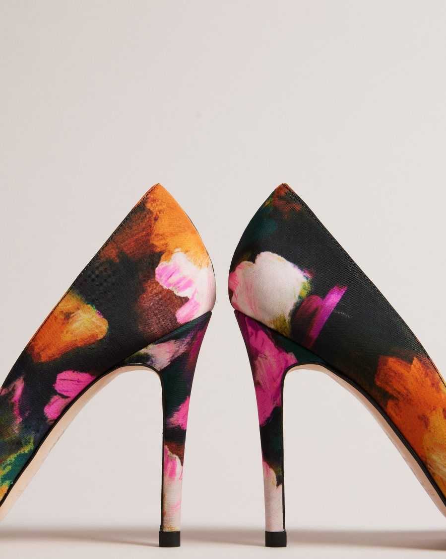 Ted Baker Ryoh Art Print Heeled Court Shoes Black | 10468-GXKP