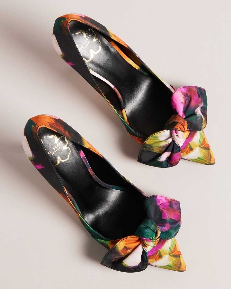 Ted Baker Ryoh Art Print Heeled Court Shoes Black | 10468-GXKP