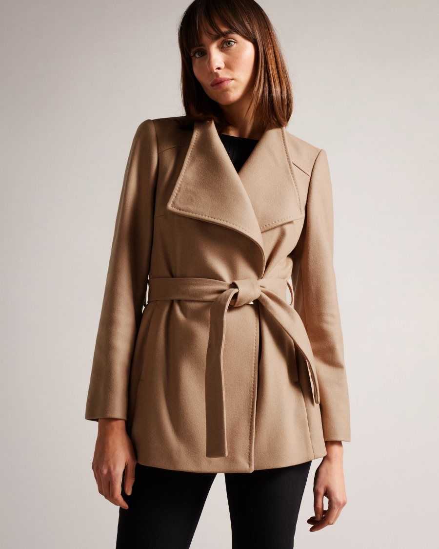 Ted Baker Rytaa SHORT WOOL WRAP COAT Natural | 10536-UHWS