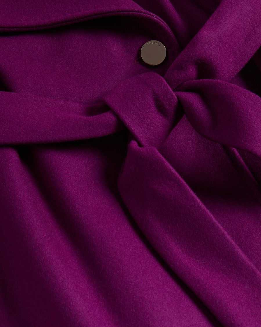 Ted Baker Rytaa SHORT WOOL WRAP COAT Purple | 56719-MDPS