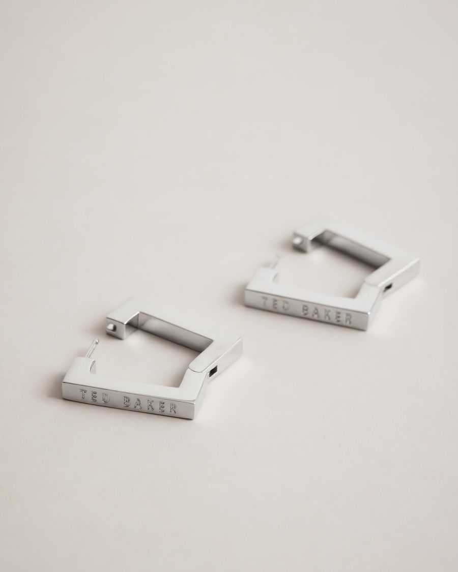 Ted Baker Saadiey Large Square Hinge Earrings Silver Colour | 56290-BXOR