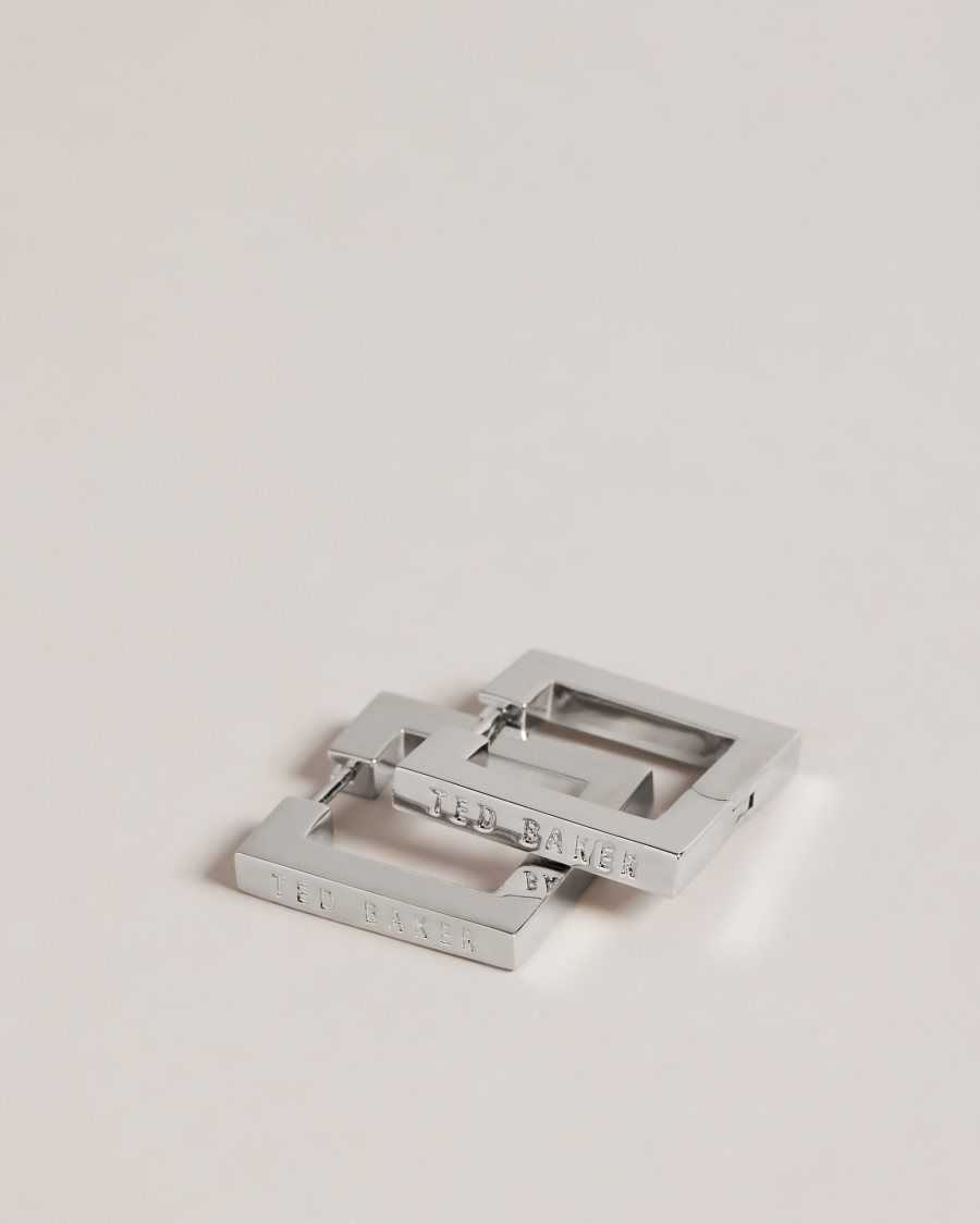 Ted Baker Saadiey Large Square Hinge Earrings Silver Colour | 56290-BXOR