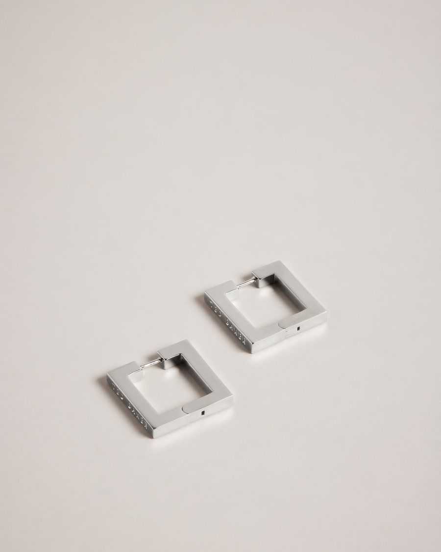 Ted Baker Saadiey Large Square Hinge Earrings Silver Colour | 56290-BXOR