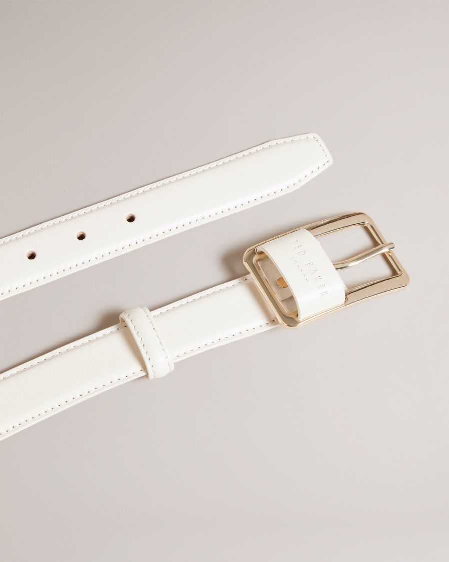 Ted Baker Saaman Leather Loop Buckle Belt Ecru | 25048-QCAD