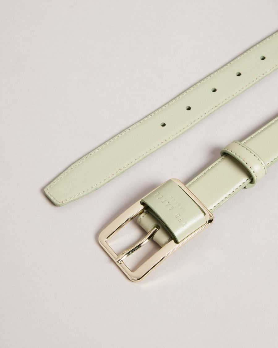 Ted Baker Saaman Leather Loop Buckle Belt Green | 89514-PIXU