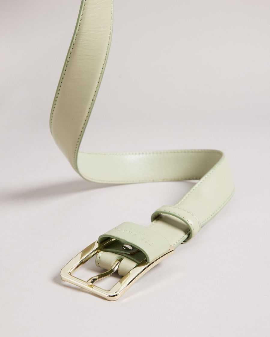 Ted Baker Saaman Leather Loop Buckle Belt Green | 89514-PIXU