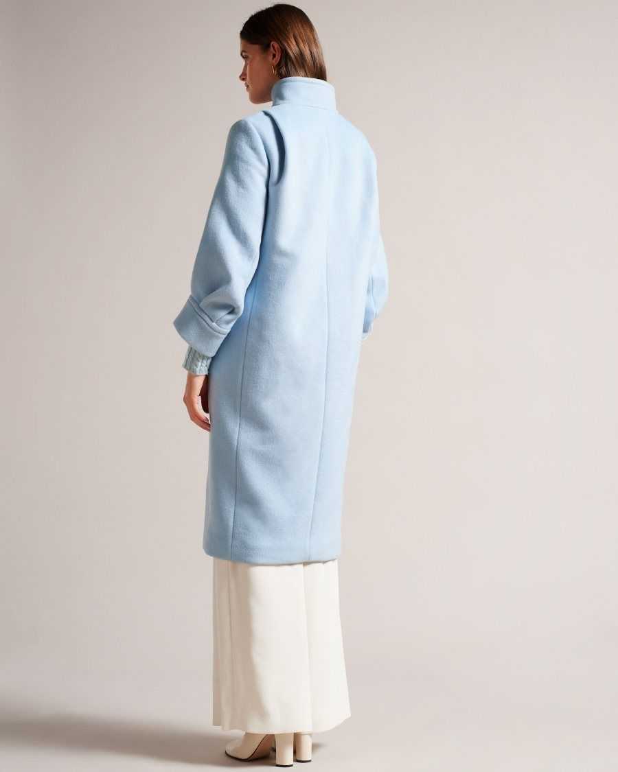 Ted Baker Sairse Midi Length Coat With Volume Sleeves Light Blue | 56497-YKJP