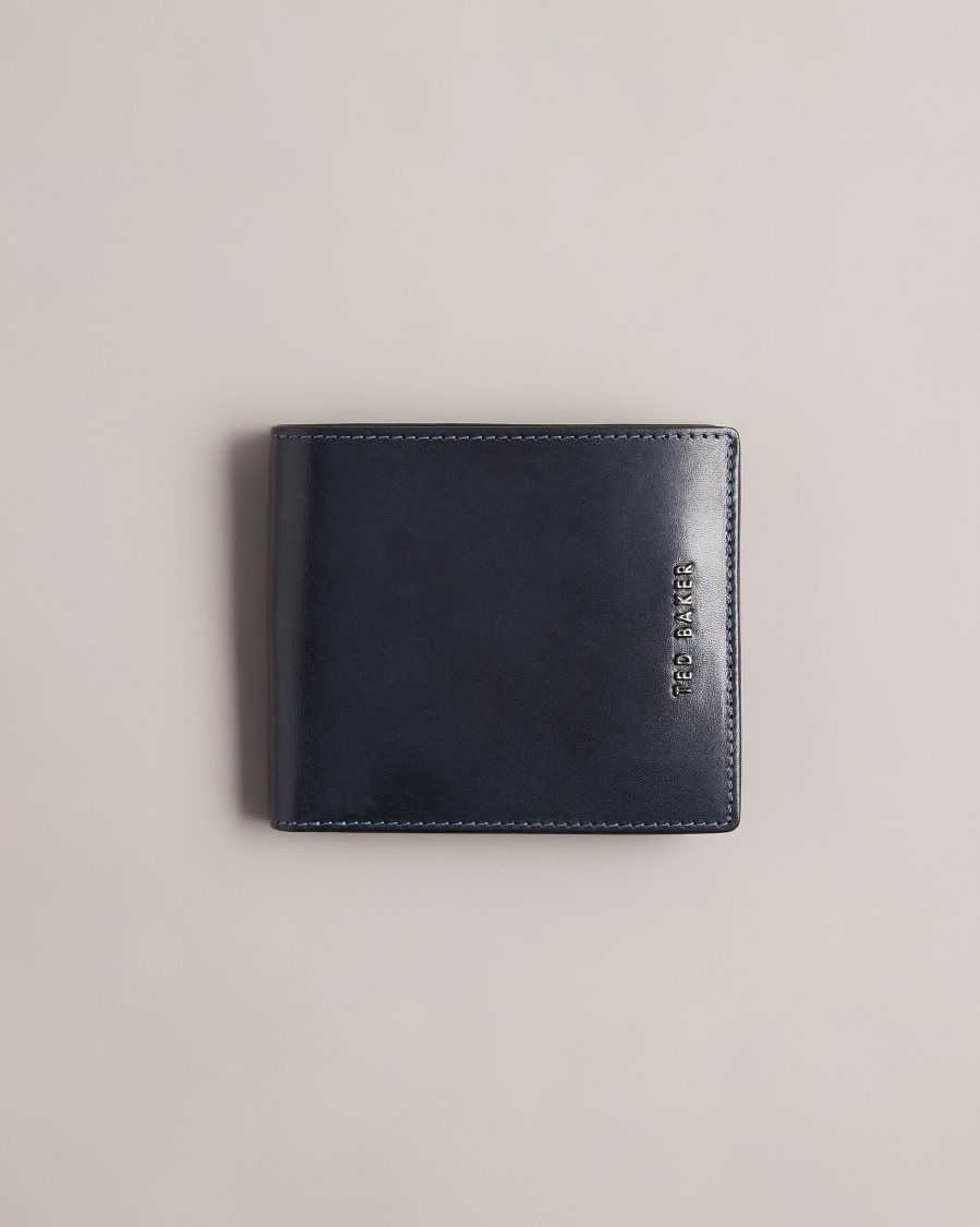 Ted Baker Sammed Folded Leather Wallet Navy | 26180-CPLF