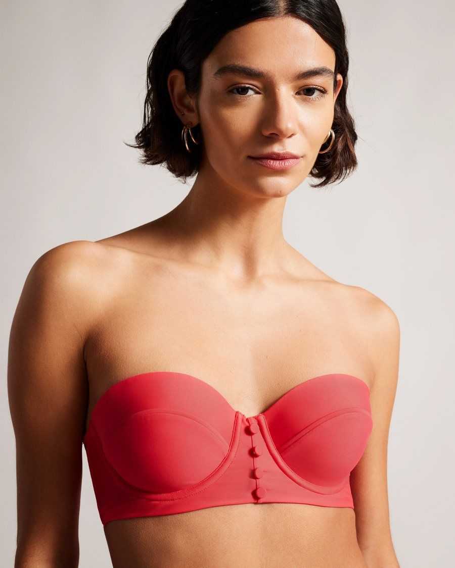 Ted Baker Santine Balconette Bikini Top With Button Details Coral | 50846-UWKQ