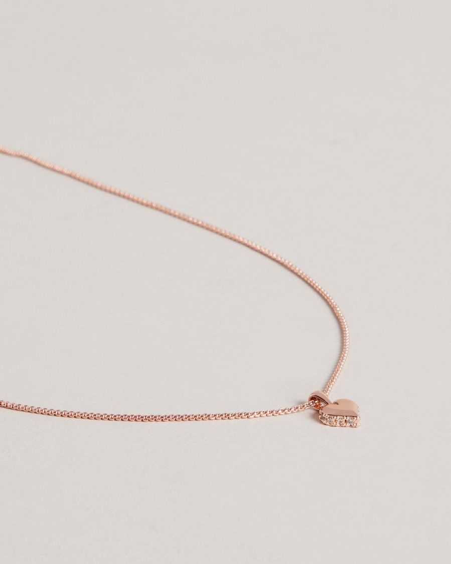 Ted Baker Sarroha Sparkle Heart Pendant Necklace Rose Gold Colour | 80536-EPWT