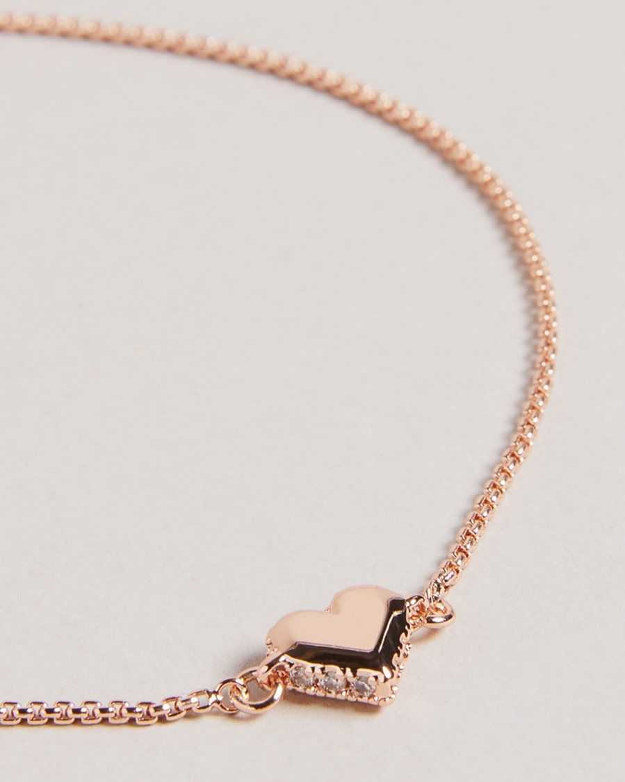 Ted Baker Sarsah Sparkle Heart Drawstring Bracelet Rose Gold Colour | 24609-OJHK