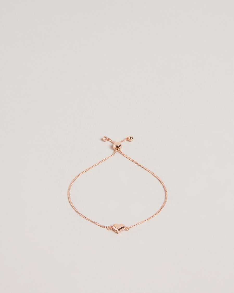 Ted Baker Sarsah Sparkle Heart Drawstring Bracelet Rose Gold Colour | 24609-OJHK