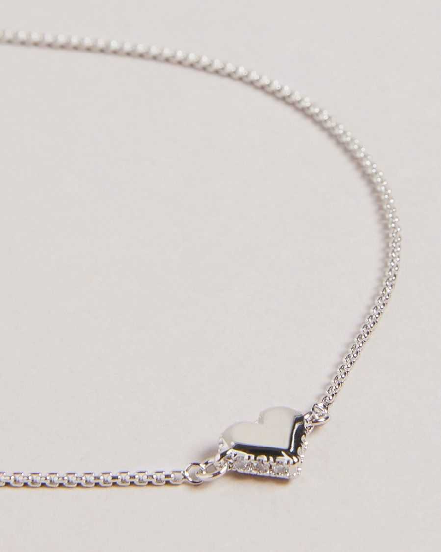 Ted Baker Sarsah Sparkle Heart Drawstring Bracelet Silver Colour | 08921-QDTY