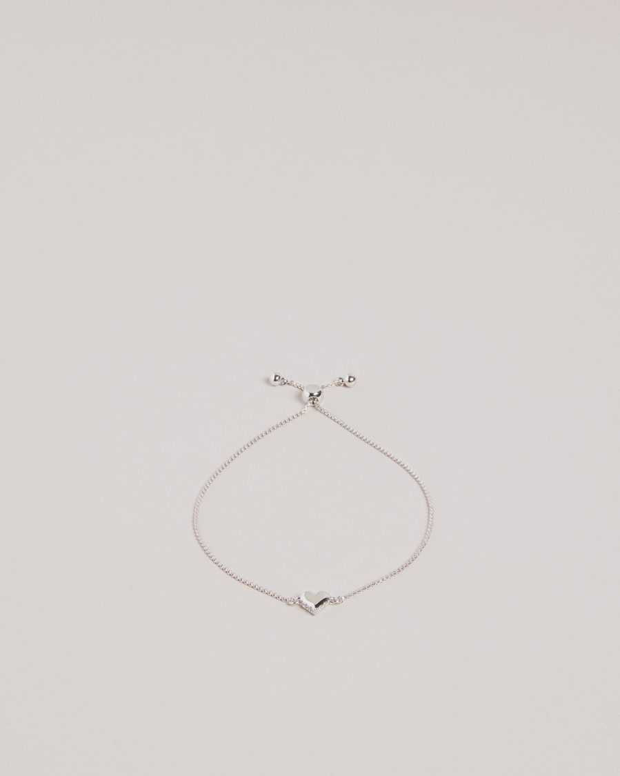 Ted Baker Sarsah Sparkle Heart Drawstring Bracelet Silver Colour | 08921-QDTY