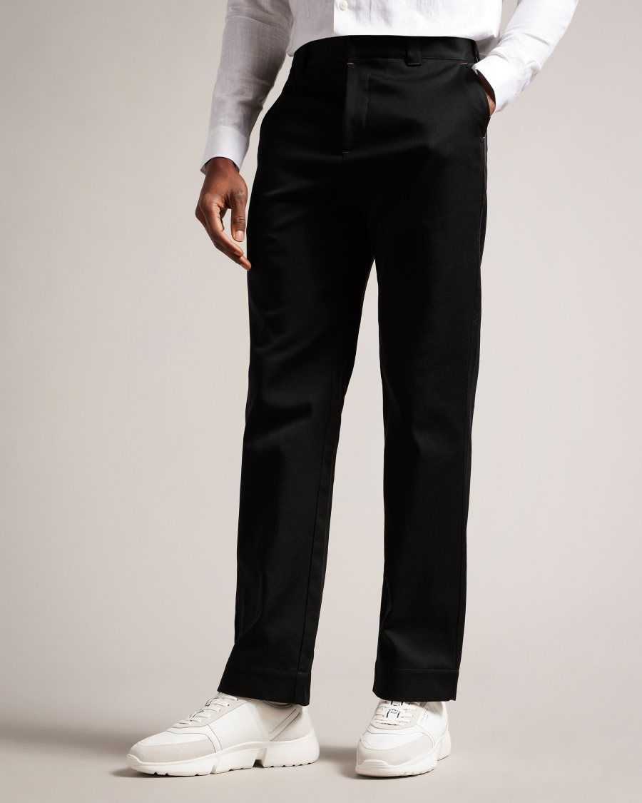 Ted Baker Sediman Straight Leg Cotton Trousers Black | 74192-LHWD