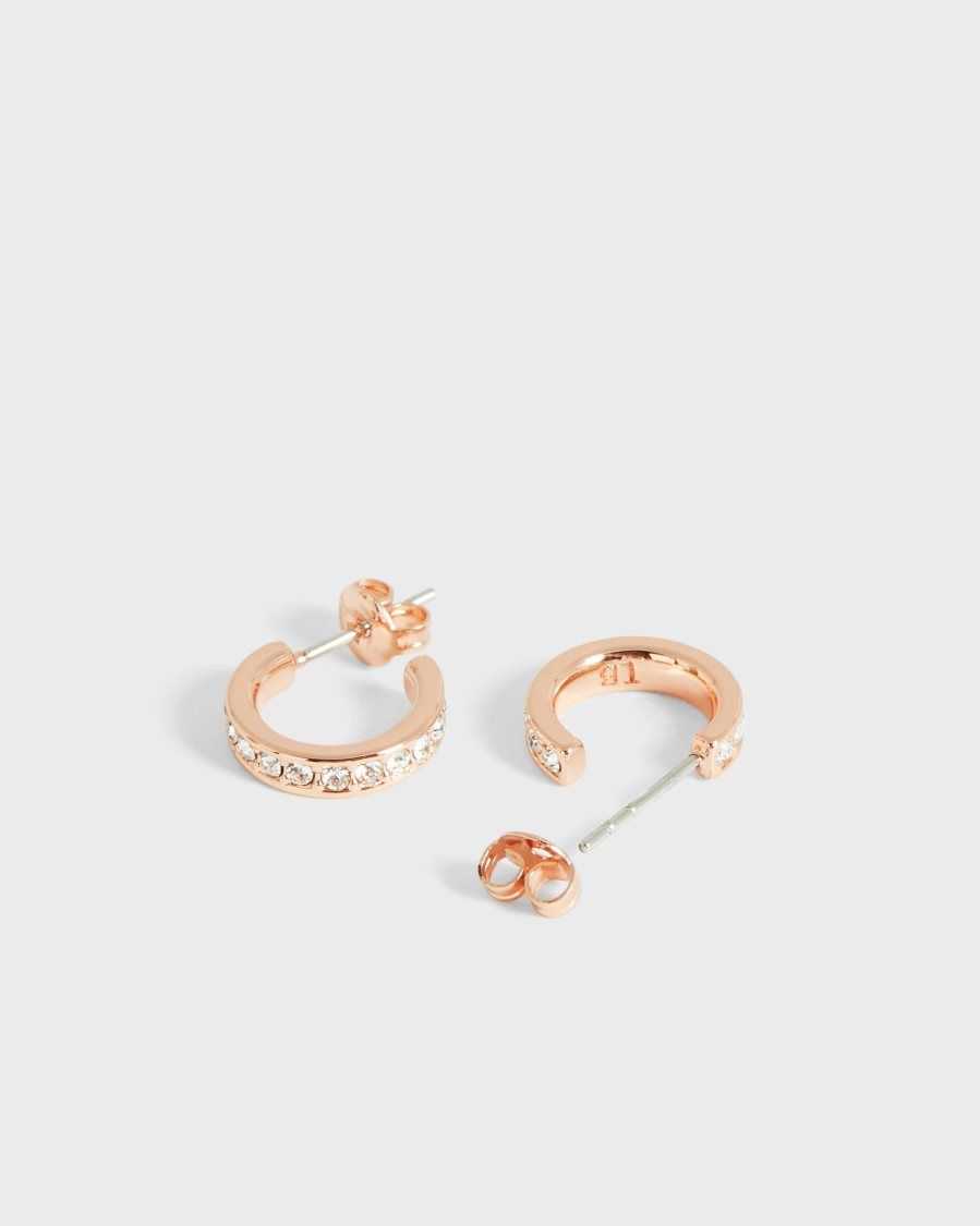 Ted Baker Seenita Nano Hoop Huggie Earrings Rose Gold Colour | 87342-BFTL