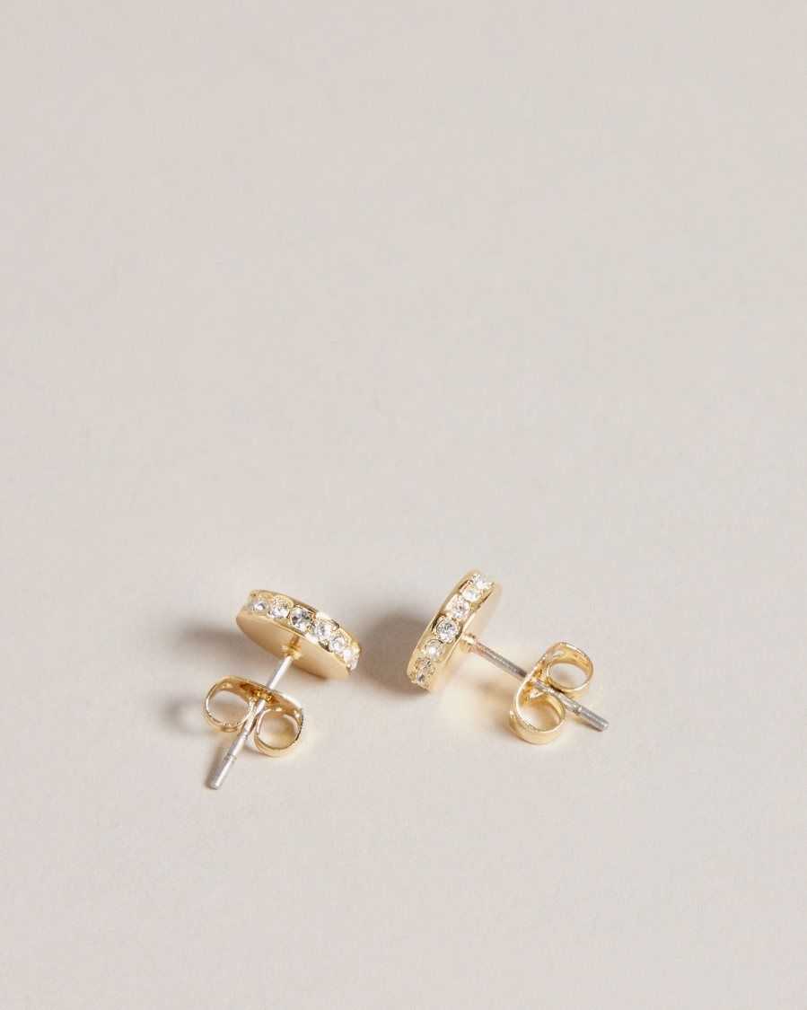 Ted Baker Seesay Sparkle Logo Stud Earrings Gold Colour | 71309-WUNV