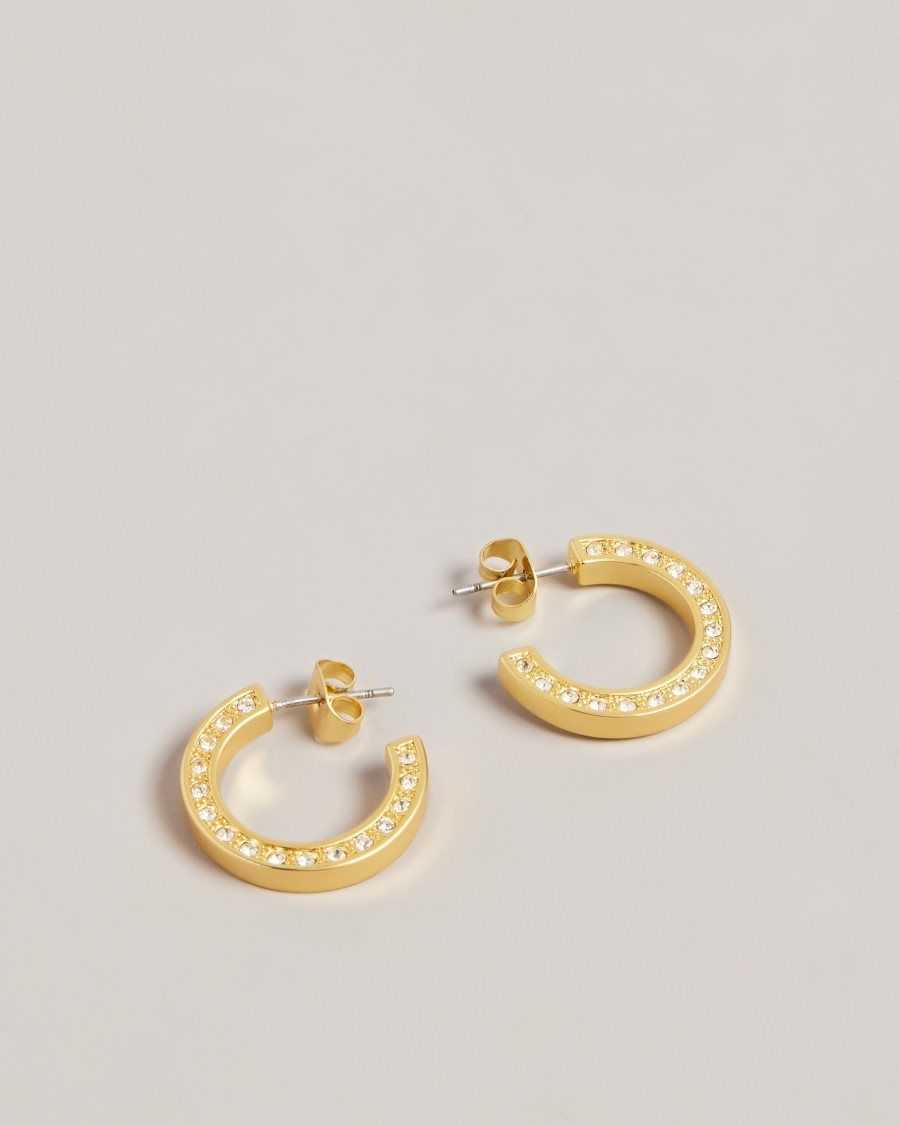 Ted Baker Senatta Crystal Hoop Earrings Gold Colour | 25903-VLHB