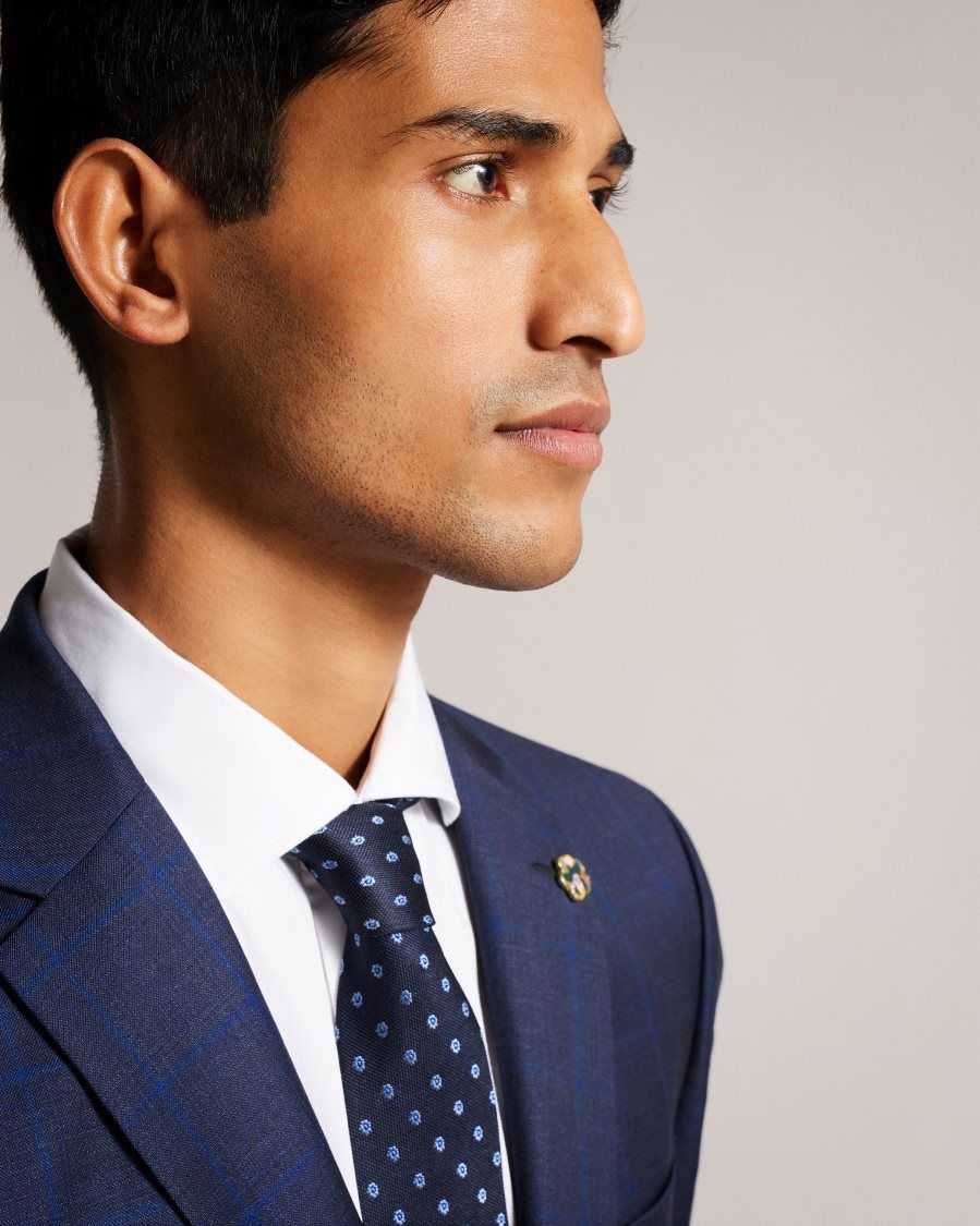 Ted Baker Sennejr Wool Check Suit Jacket Blue | 64538-KDEP