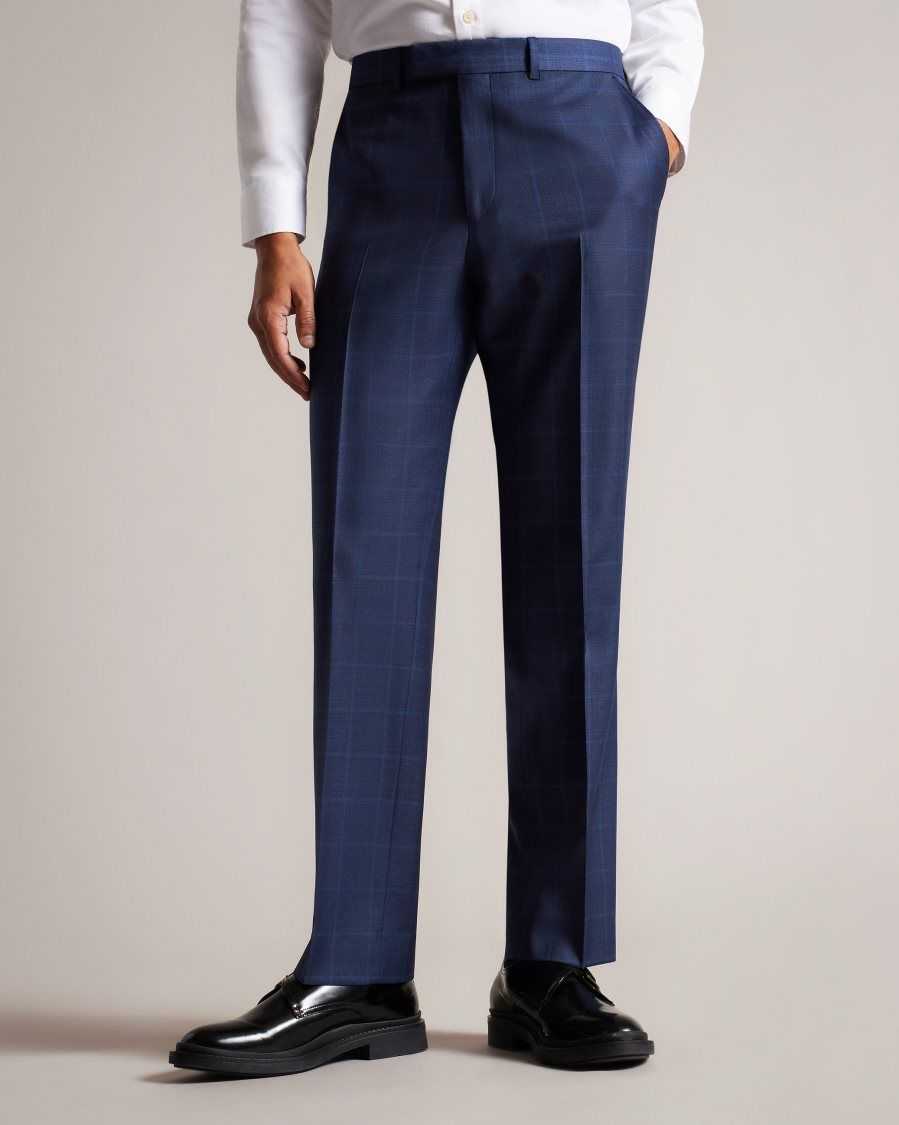 Ted Baker Sennetr Check Suit Trousers Blue | 83490-TVHX