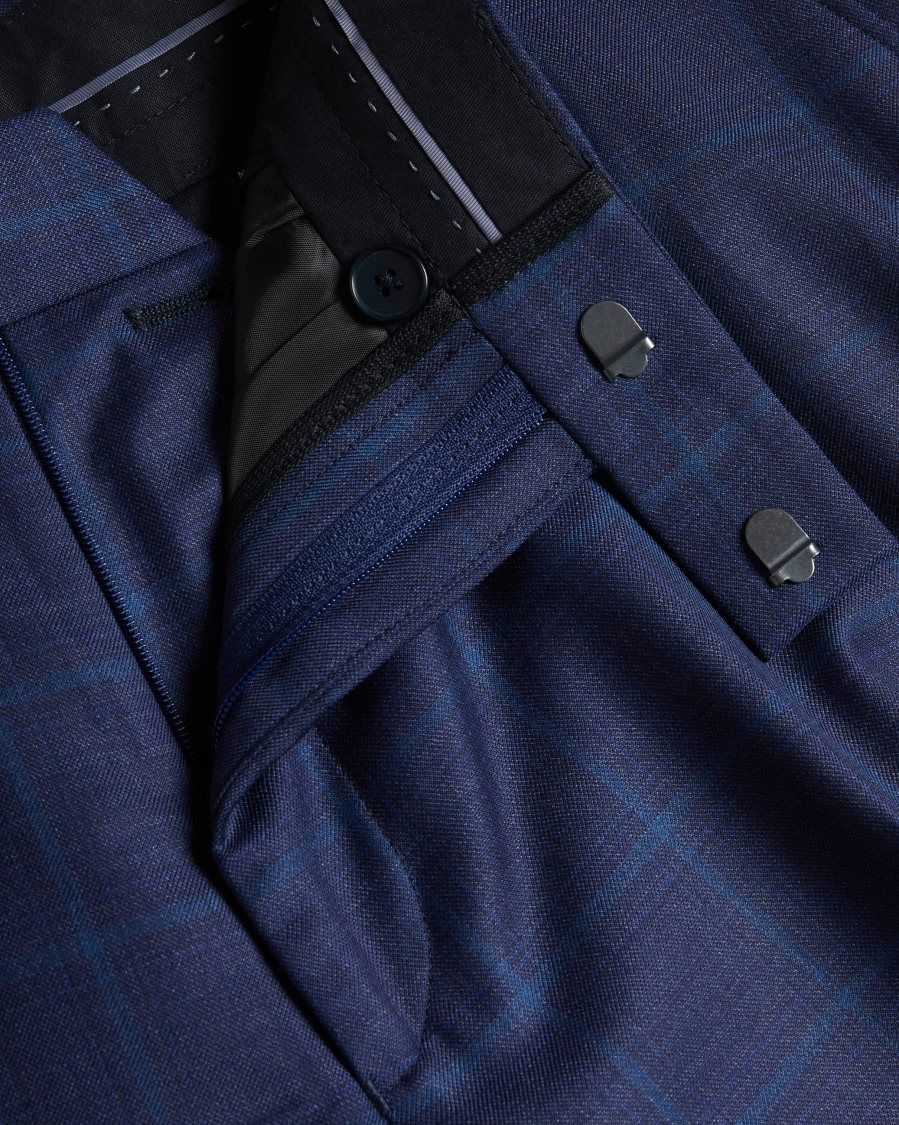 Ted Baker Sennetr Check Suit Trousers Blue | 83490-TVHX