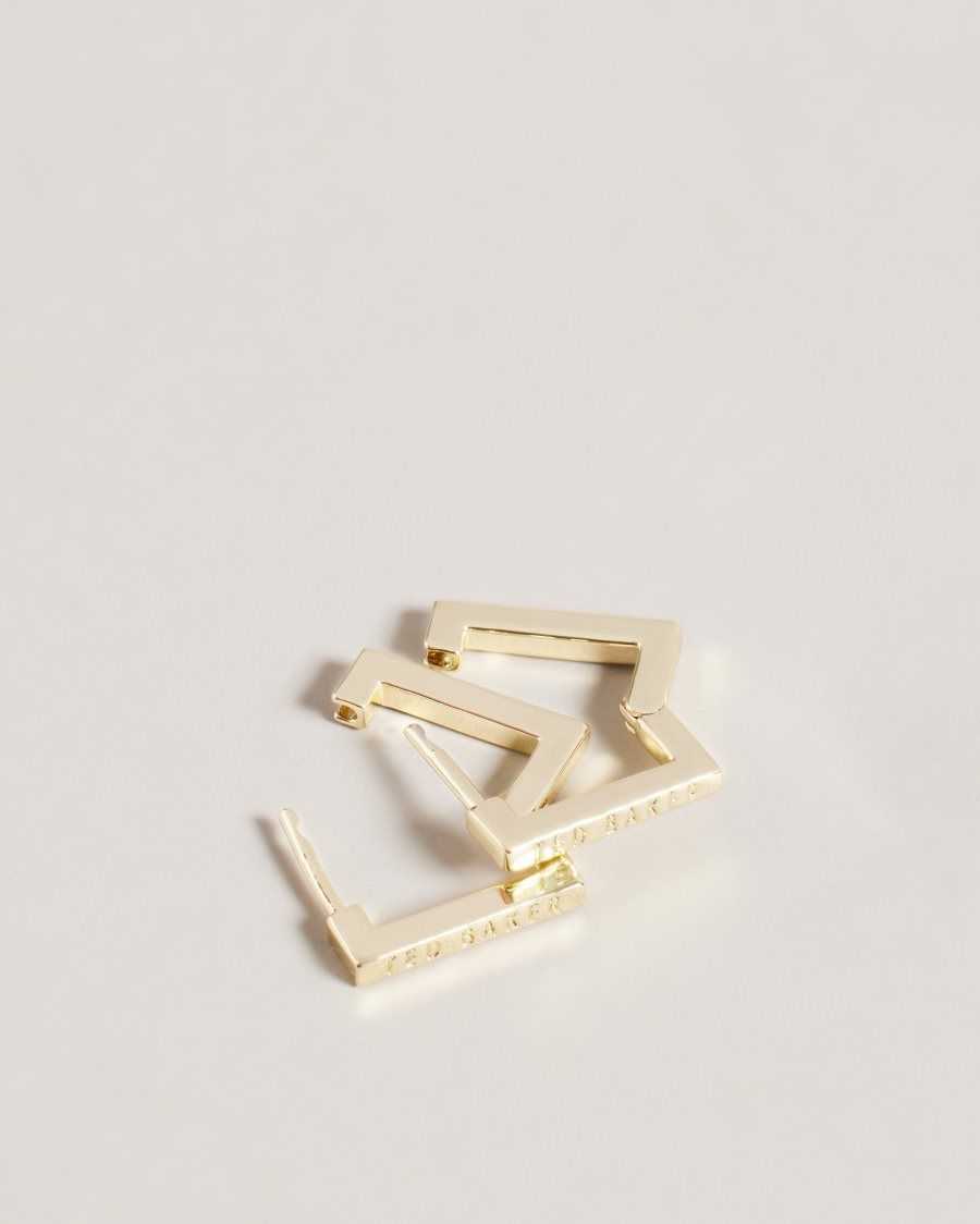 Ted Baker Senrii Small Square Hinge Earrings Gold Colour | 64579-XOUG