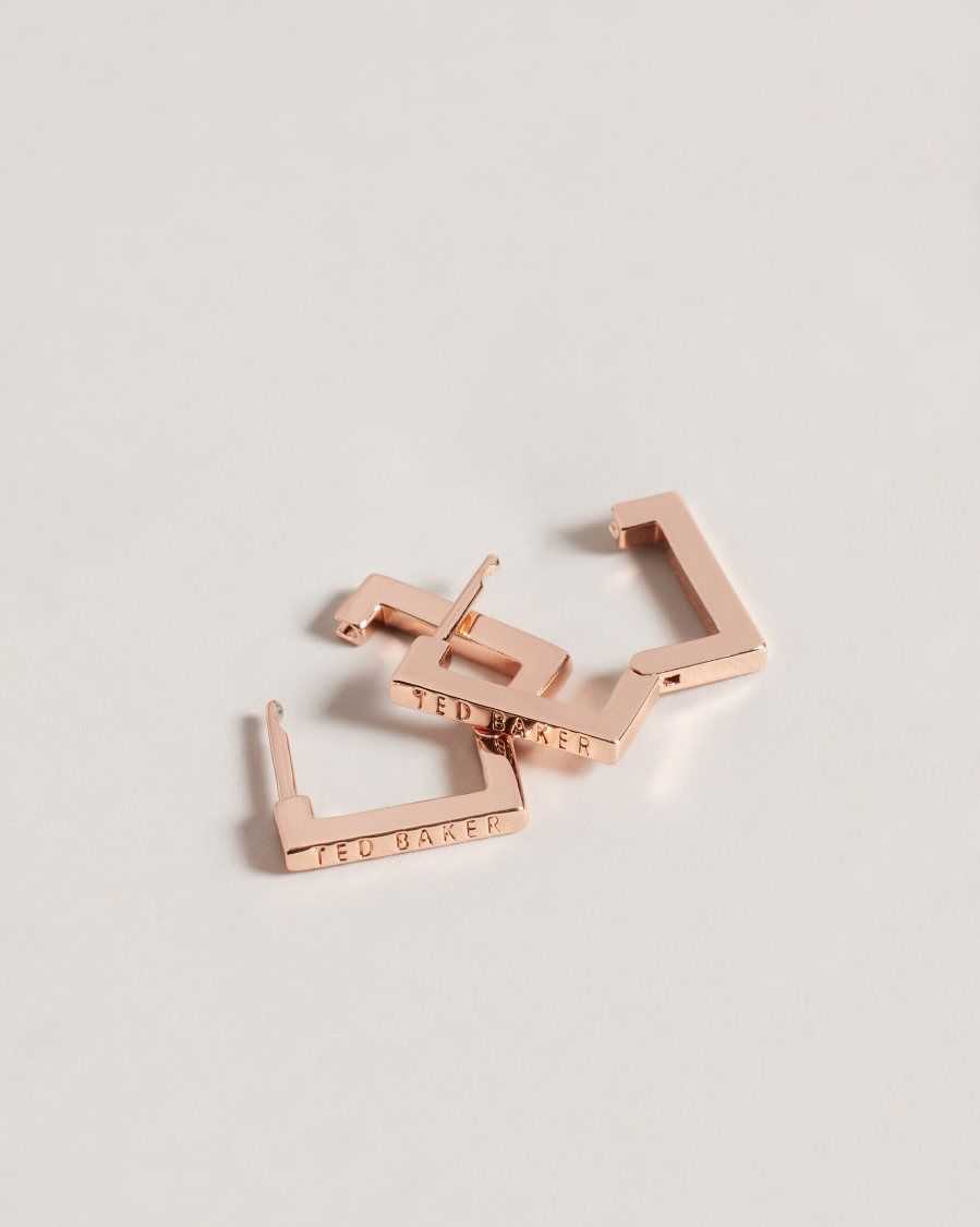 Ted Baker Senrii Small Square Hinge Earrings Rose Gold Colour | 07934-TSAW