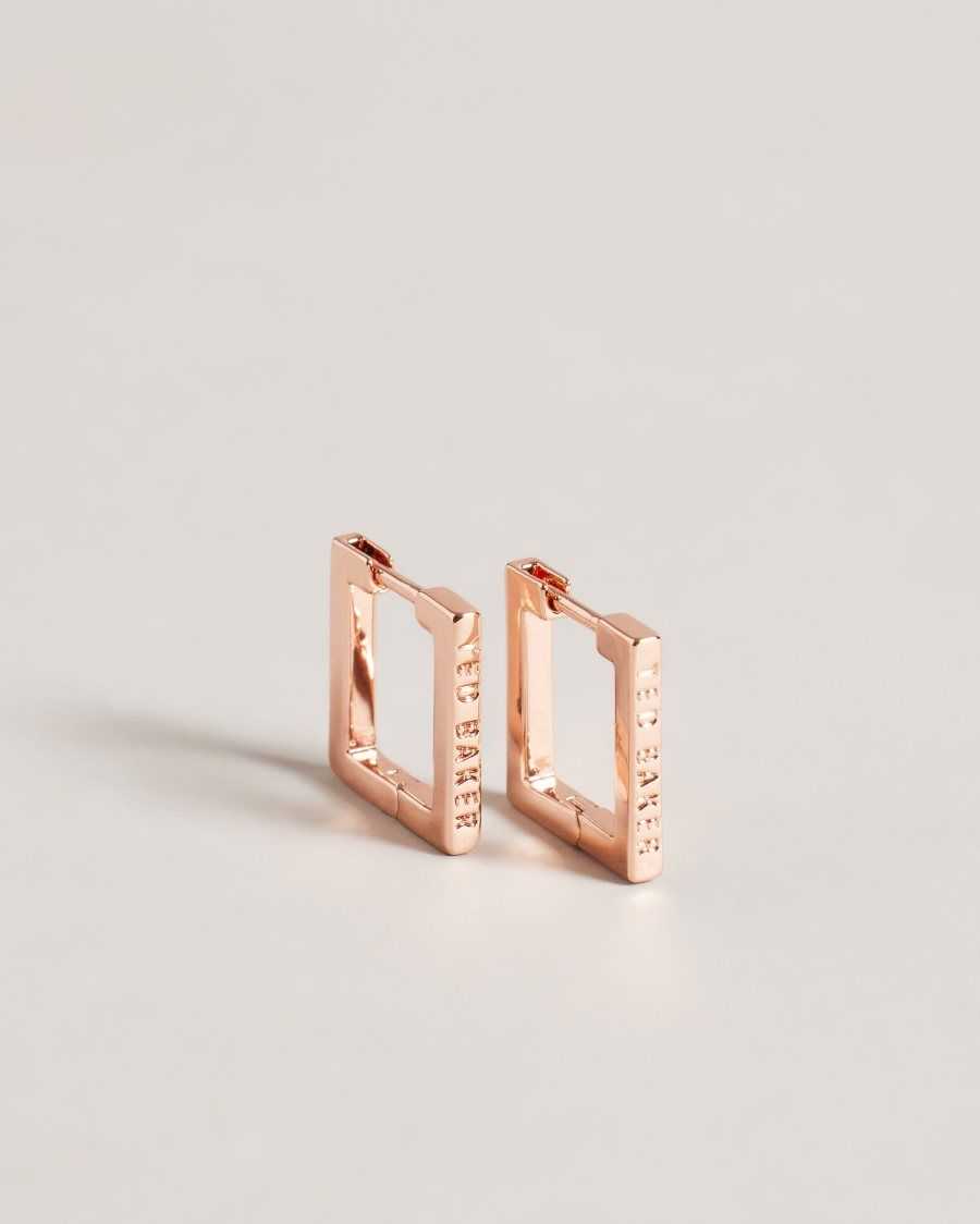 Ted Baker Senrii Small Square Hinge Earrings Rose Gold Colour | 07934-TSAW