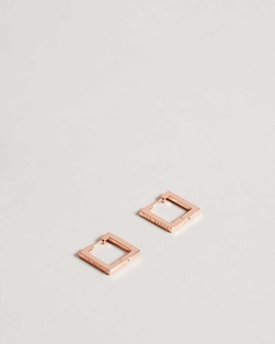 Ted Baker Senrii Small Square Hinge Earrings Rose Gold Colour | 07934-TSAW