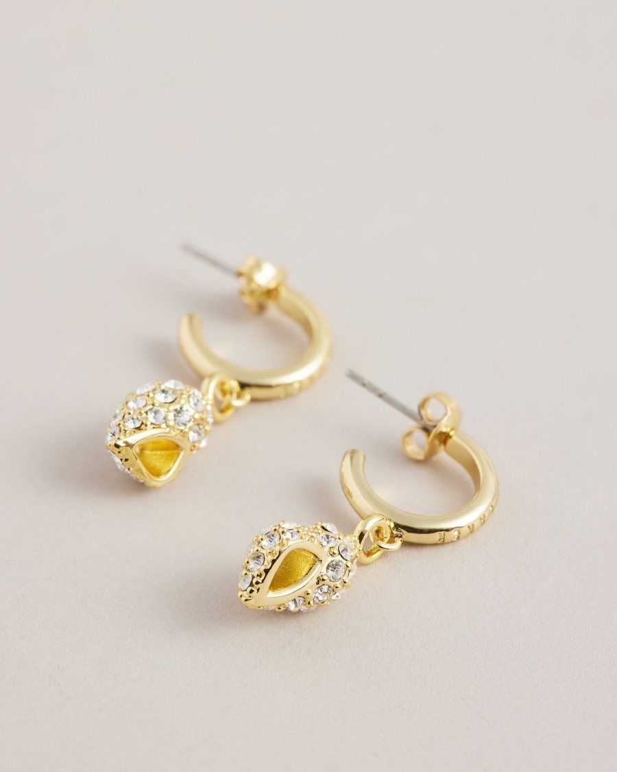 Ted Baker Sersiee Crystal Shell Hoop Drop Earrings Gold Colour | 97486-DJRC