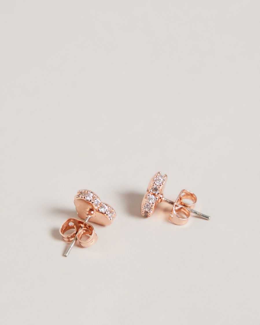 Ted Baker Sersy Sparkle Heart Stud Earrings Rose Gold Colour | 20865-KQJI