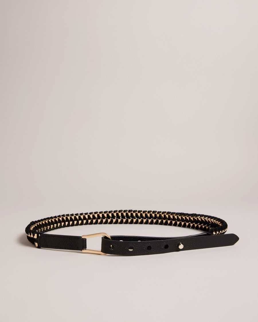 Ted Baker Sheema Chain Woven Equestrian Belt Black | 84910-IBKE