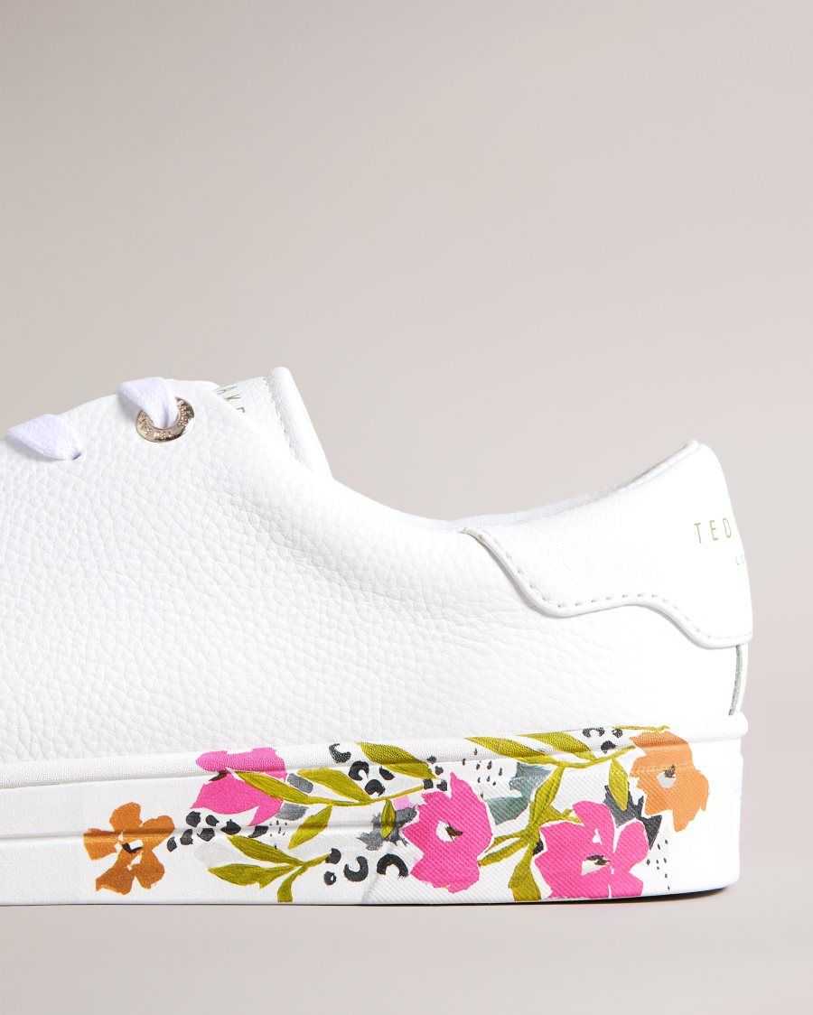 Ted Baker Sheliie Floral Sole Leather Trainers White | 57064-SIZE