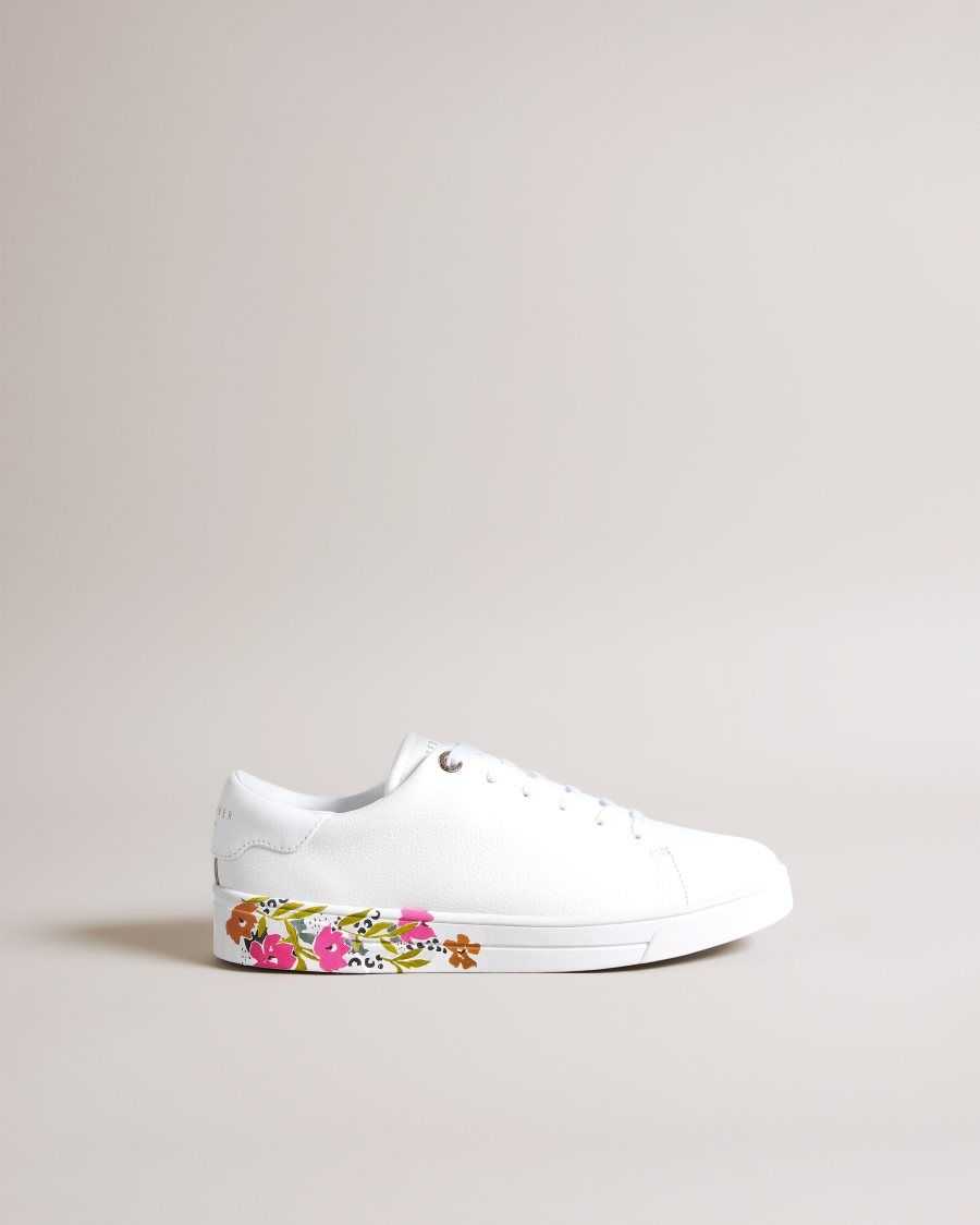 Ted Baker Sheliie Floral Sole Leather Trainers White | 57064-SIZE