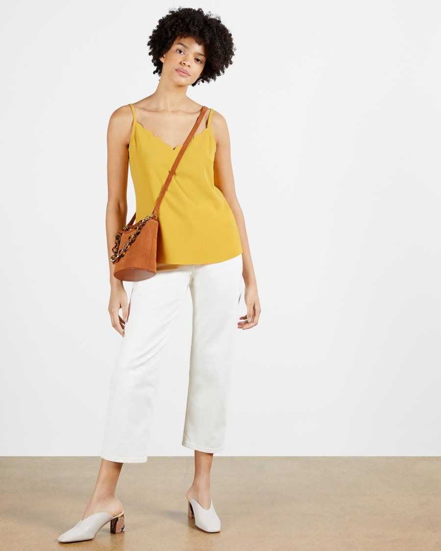 Ted Baker Siina Scallop Neckline Cami Top Yellow | 69235-WYRC