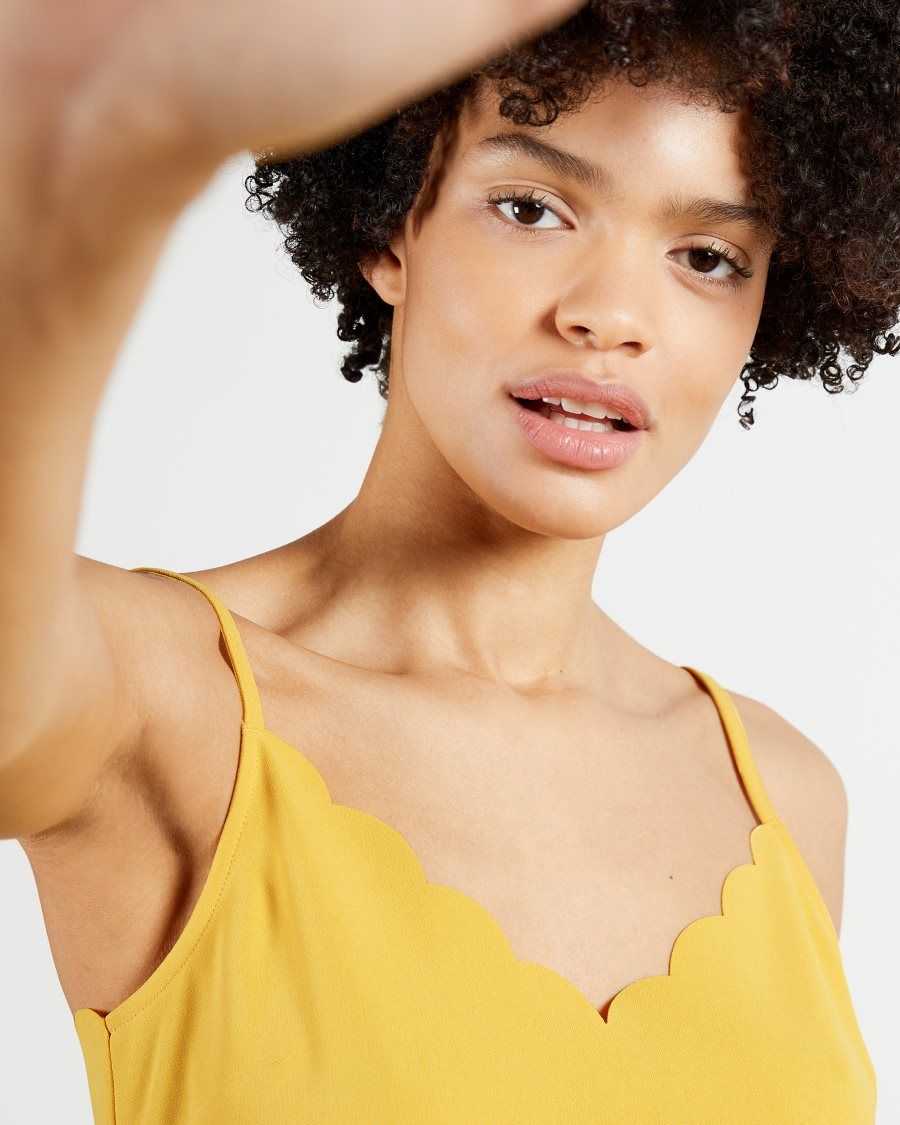 Ted Baker Siina Scallop Neckline Cami Top Yellow | 69235-WYRC