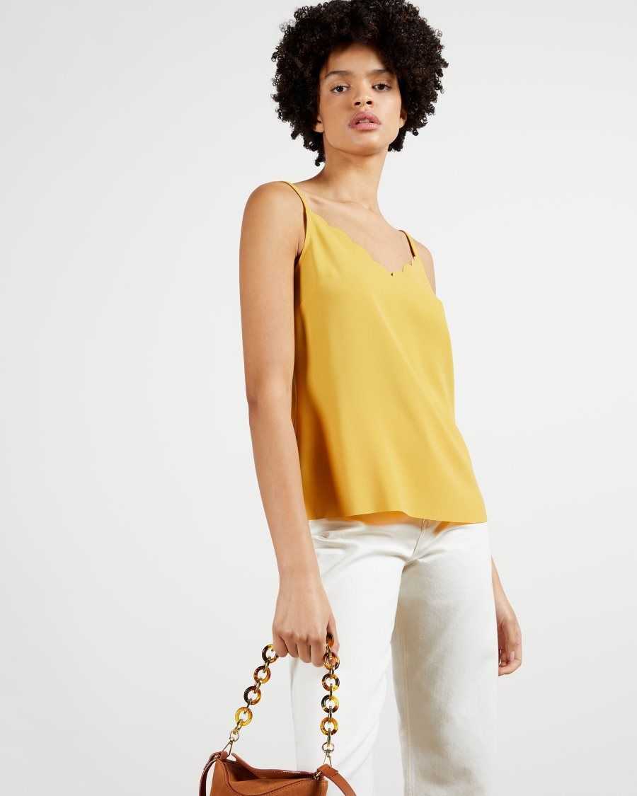 Ted Baker Siina Scallop Neckline Cami Top Yellow | 69235-WYRC