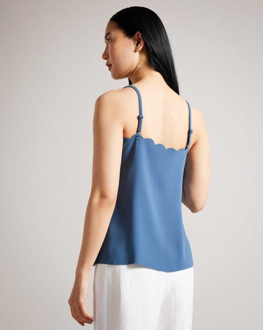 Ted Baker Siina Scallop Neckline Cami Top Medium Blue | 24687-MEGF