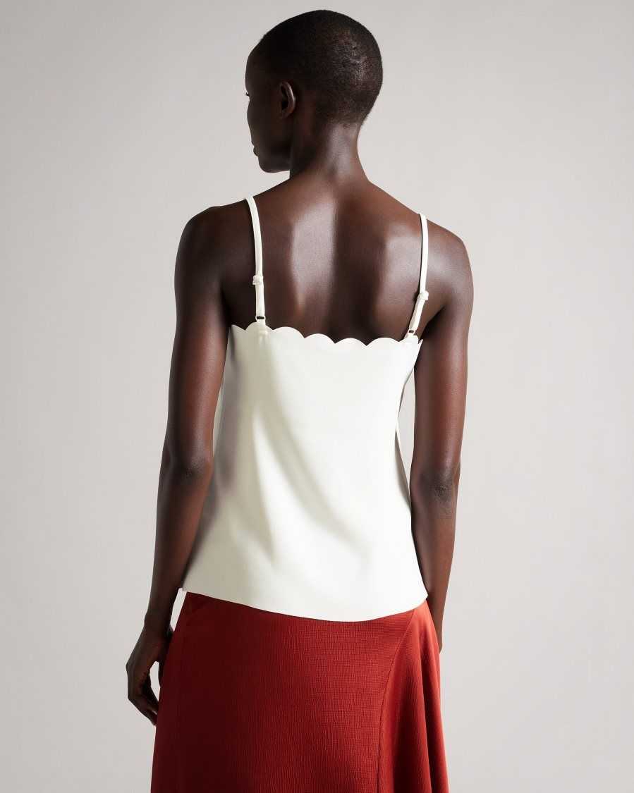 Ted Baker Siina Scallop Neckline Cami Top Ivory | 75302-OIJP